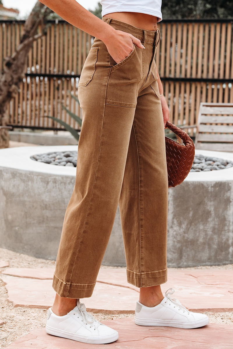Brown High Rise Denim Jeans