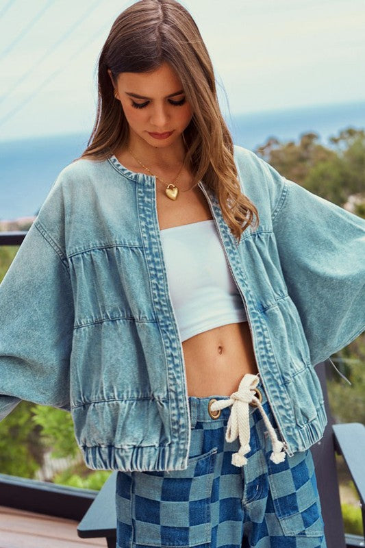 Washed Denim Waist Jacket