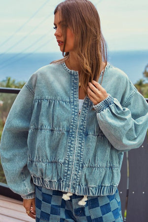 Washed Denim Waist Jacket