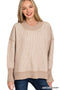 Exposed Seam Two Tone Sweater Mocha