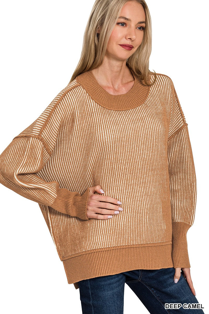 Exposed Seam Two Tone Sweater