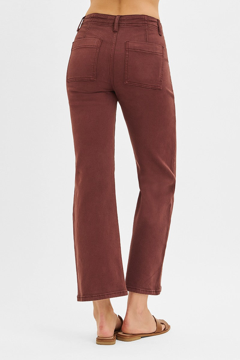 High Rise Ankle Flare Pocket Jeans