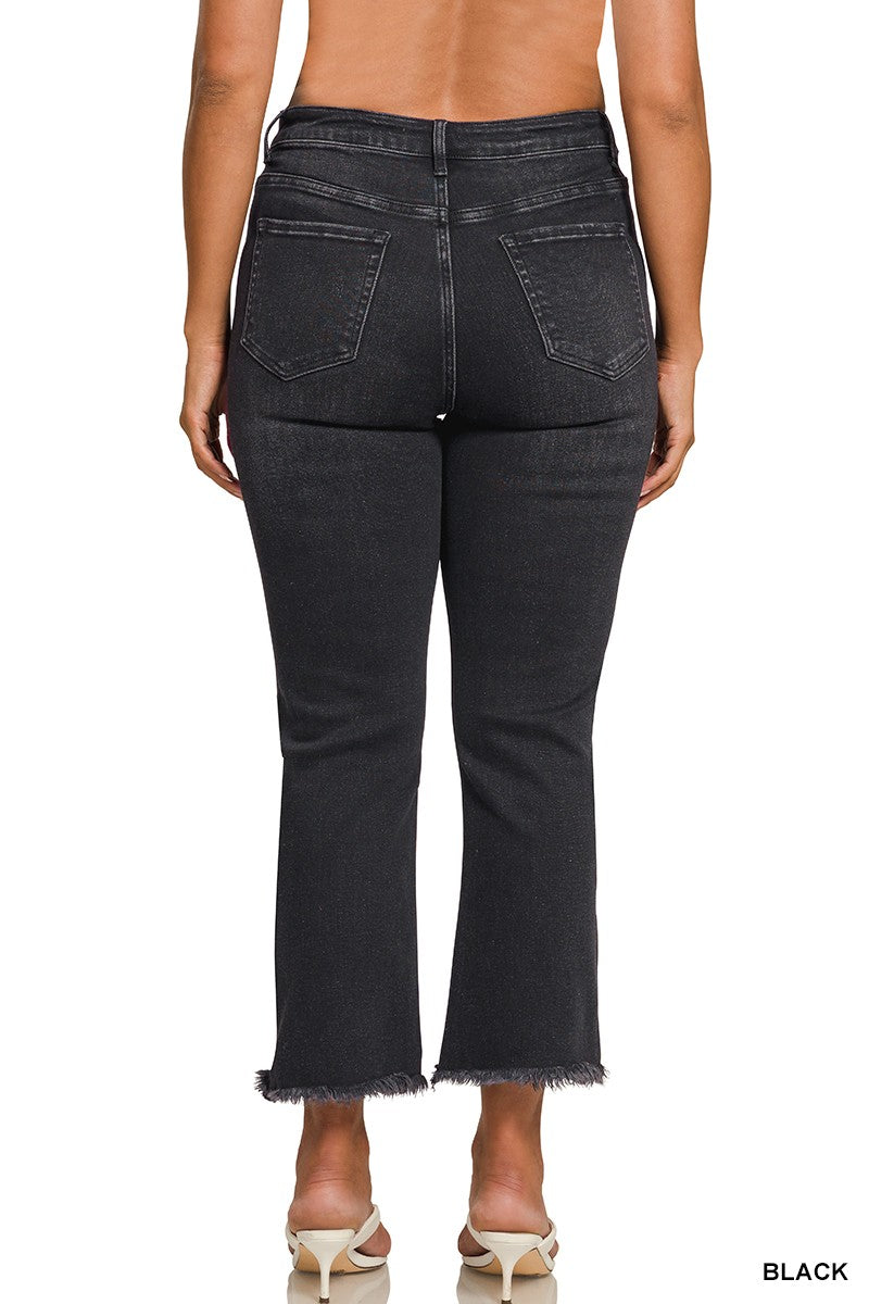 Plus high Rise Black Raw Hem Pants