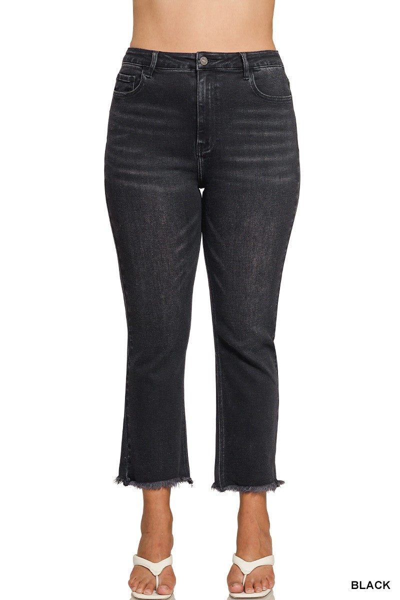 Plus high Rise Black Raw Hem Pants