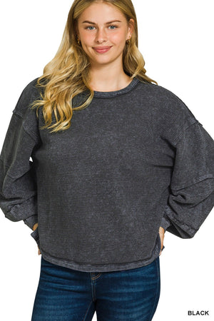 Acid Washed Ribbed Pullover