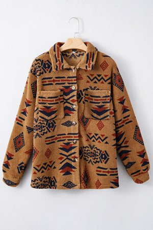 Western Aztec Pattern Fleece Shacket