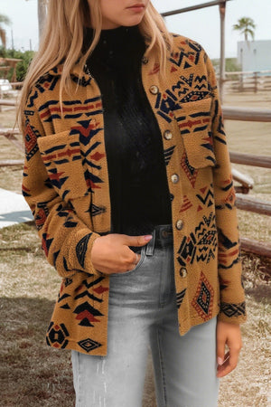 Western Aztec Pattern Fleece Shacket