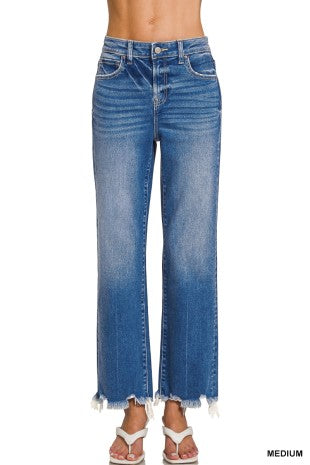 Distressed Hem Denim Pants