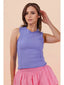 Lettuce Hem Casual Fitted Knit Top Blue