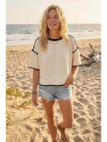 Dot Oversized Knit Top  White