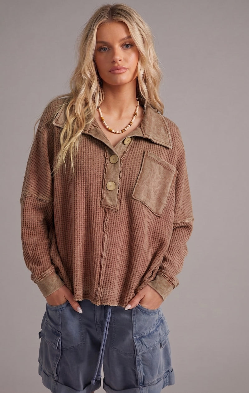 Mineral Dyed Button Down Top