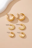 Gold Crescent Hoop Trio Earring Set