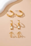 Stone Hoop, Bow Trio Earring Set