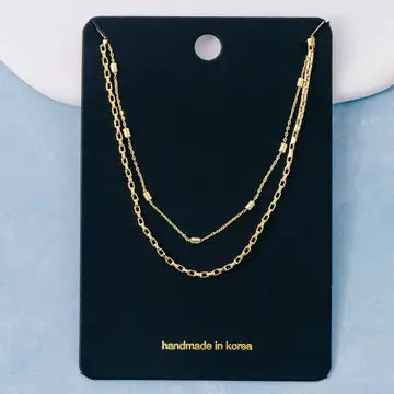Two Row Layered Chain Necklace