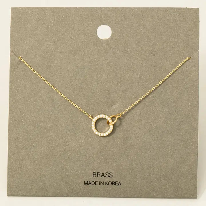 Pave Hoop Pendant Dainty Chain Necklace