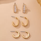 Crystal & Gold Hoop Earring Set