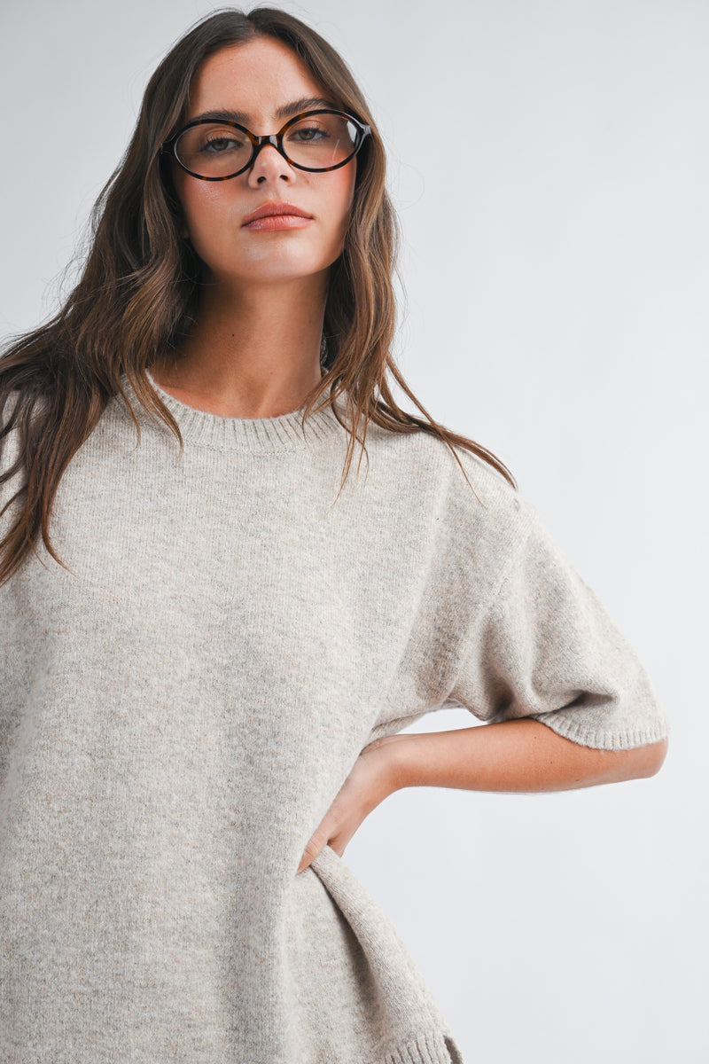 Short Sleeve Knit Sweater