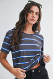 Striped Short Sleeve Tee Charcoal