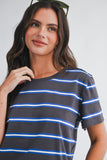 Striped Short Sleeve Tee Charcoal
