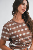 Striped Short Sleeve Tee Brown