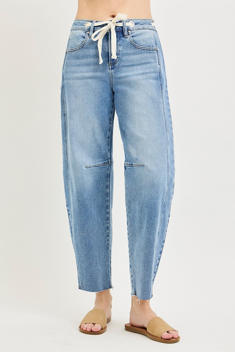 Slouchy Ankle Barrell Jean Drawstring