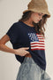 American Flag V Neck Easy Knit Top