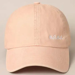 Mama Lettering Embroidery Baseball Cap Dusty Pink