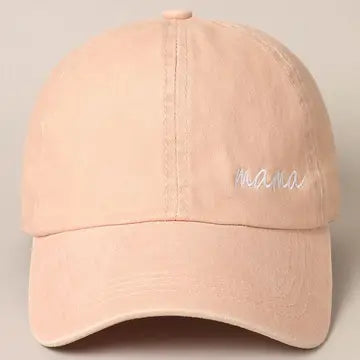 Mama Lettering Embroidery Baseball Cap Dusty Pink