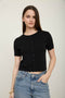 Scalloped Button Top Black