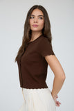 Scalloped Button Top Brown