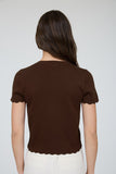 Scalloped Button Top Brown