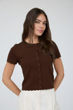 Scalloped Button Top Brown