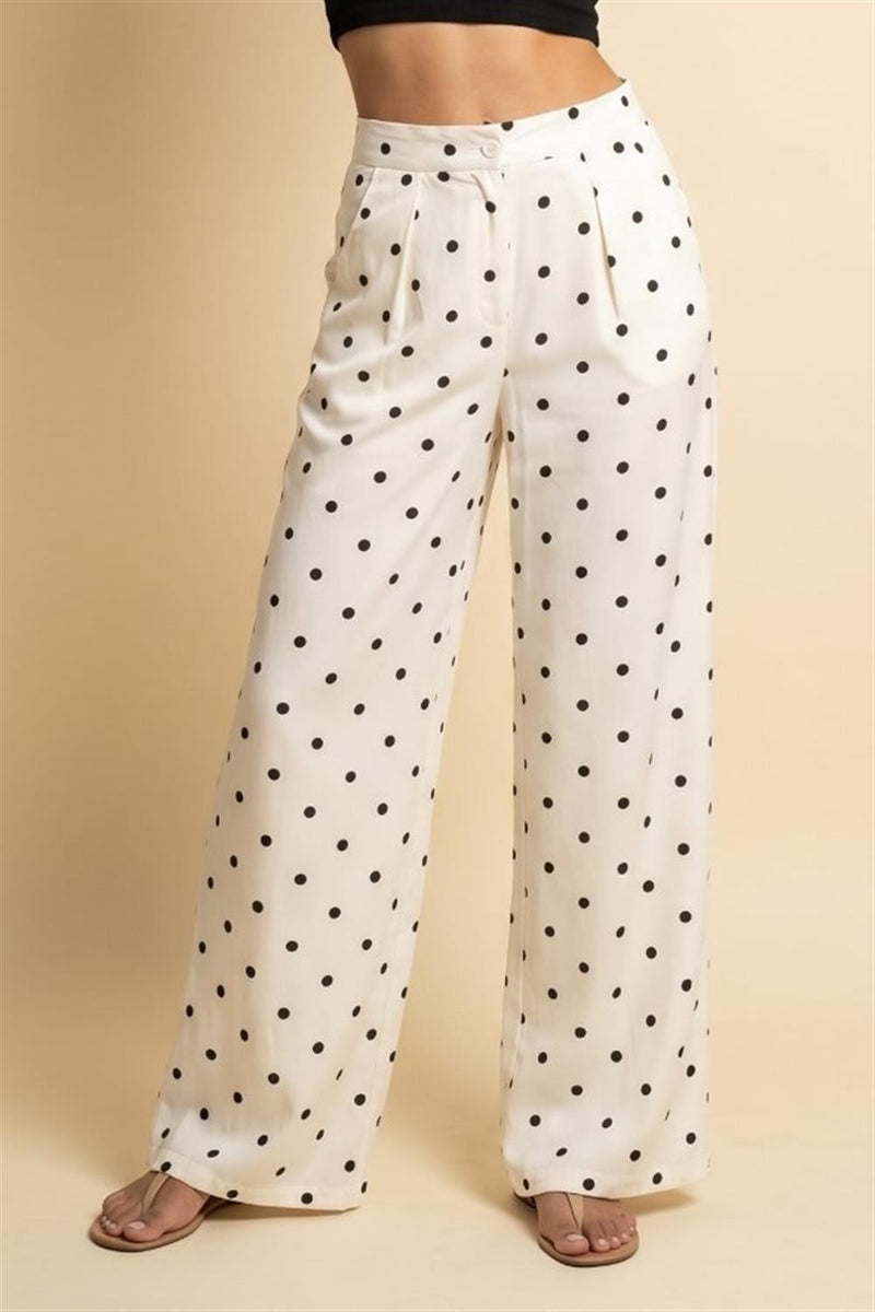 Satin Polka Dot Wide Leg Pants
