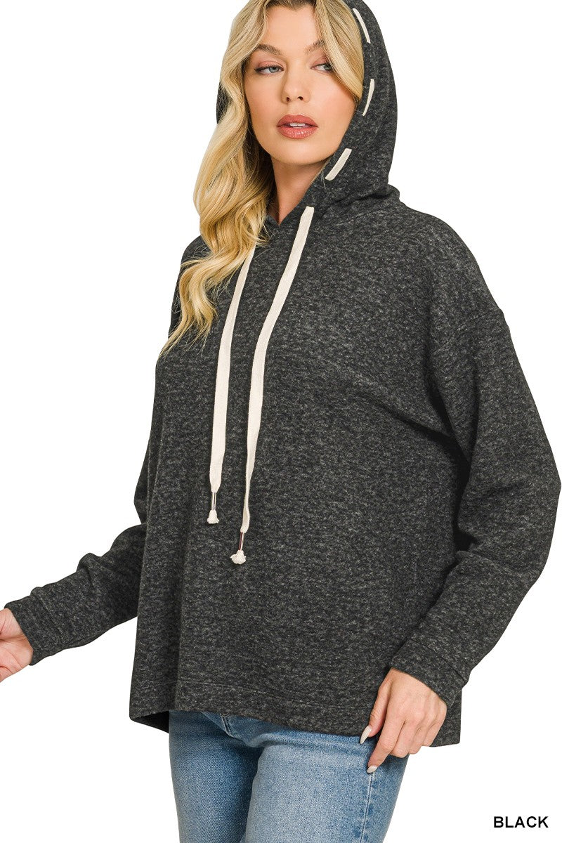 Soft Brushed Hacci Hoodie Black