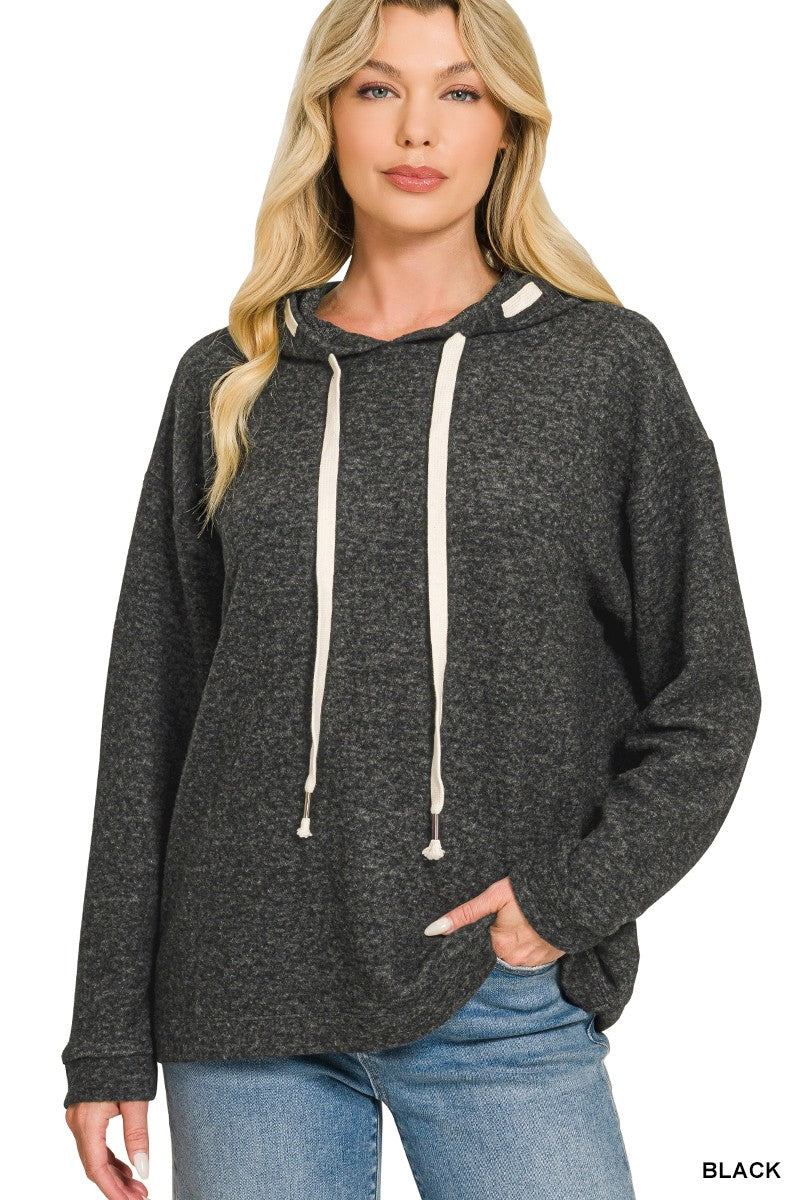 Soft Brushed Hacci Hoodie Black