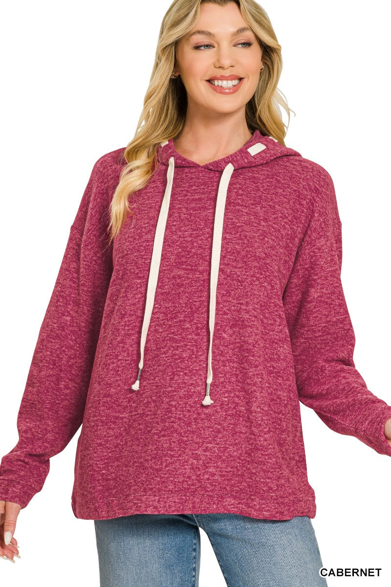 Soft Brushed Hacci Hoodie Cabernet