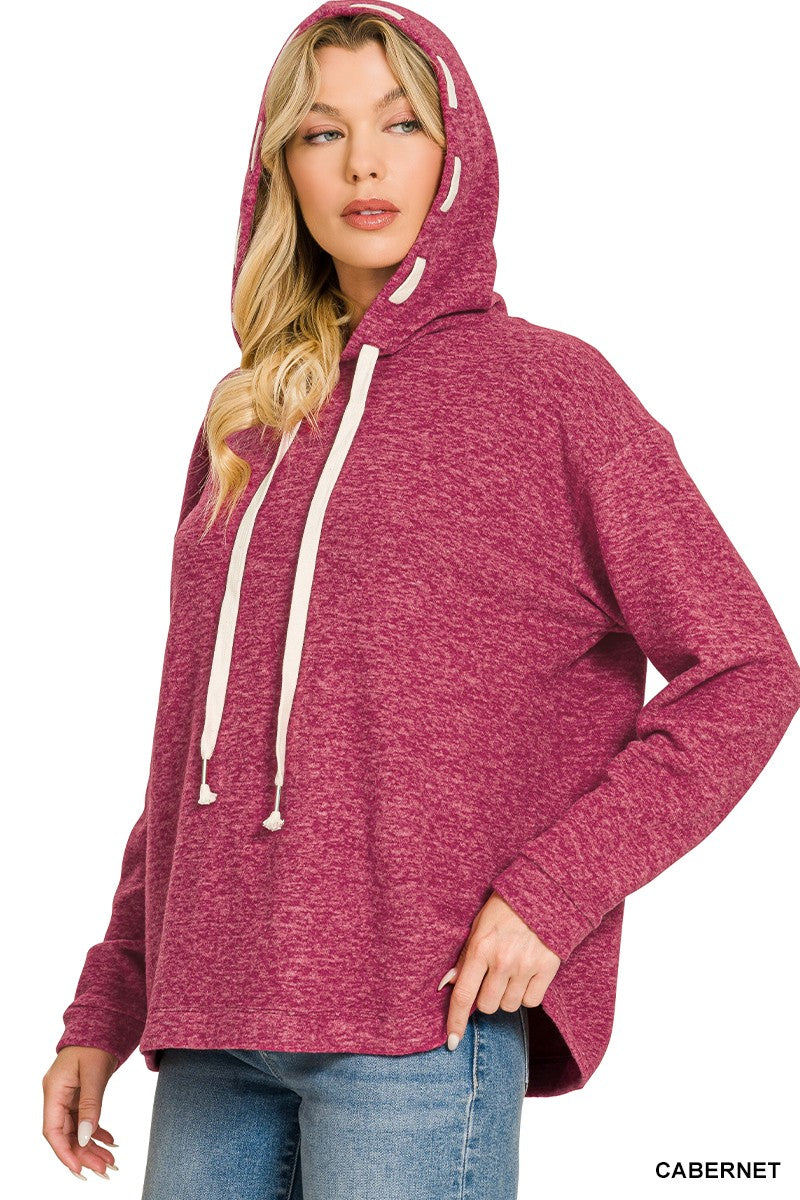 Soft Brushed Hacci Hoodie Cabernet