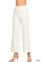 High Rise Wide Leg Pintuck Denim Pants