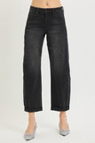 High Rise Cuffed Black Jeans
