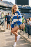 Oversized Gameday Stripe Sweater Blue