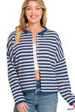 Striped Button Down Sweater Cardigan