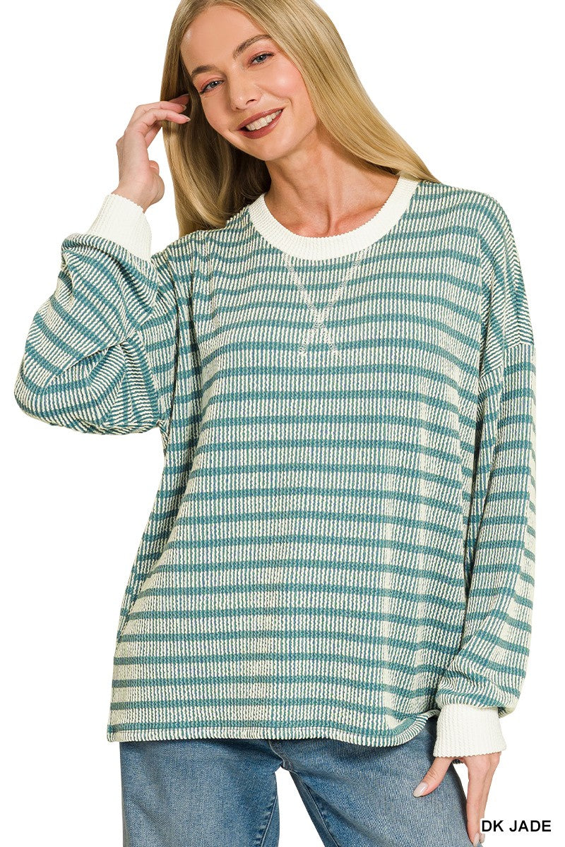 Ribbed Stripe Jade Top