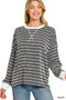 Ribbed Stripe Top Black