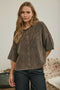 Washed Ribbed Rolled Cardigan