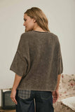 Washed Ribbed Rolled Cardigan