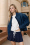 Collared Zip-up Denim Jacket