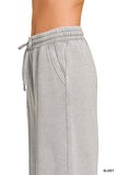 Acid Fleece Wide Leg Cropped Pants Gray