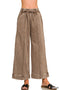 Acid Washed Fleece Cropped Pants Mocha