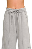 Acid Fleece Wide Leg Cropped Pants Gray