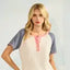 Plus Color Block Button Front Top Denim